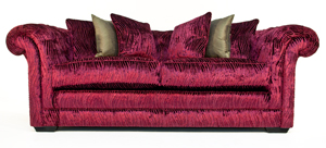 Parker and Farr Bogart Sofa In Cerise Sculptured Velvet 1
